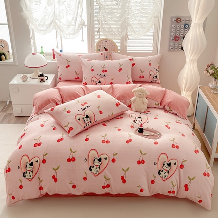 91家纺网 家纺一手货源 找家纺 （总）鸿羽樱（鸿羽樱）家纺 2025新款直播热款小清新牛奶绒四件套