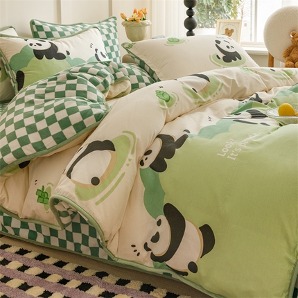 91家纺网 家纺一手货源 找家纺 (总）红粉佳人 2025新款棉加绒印花四件套