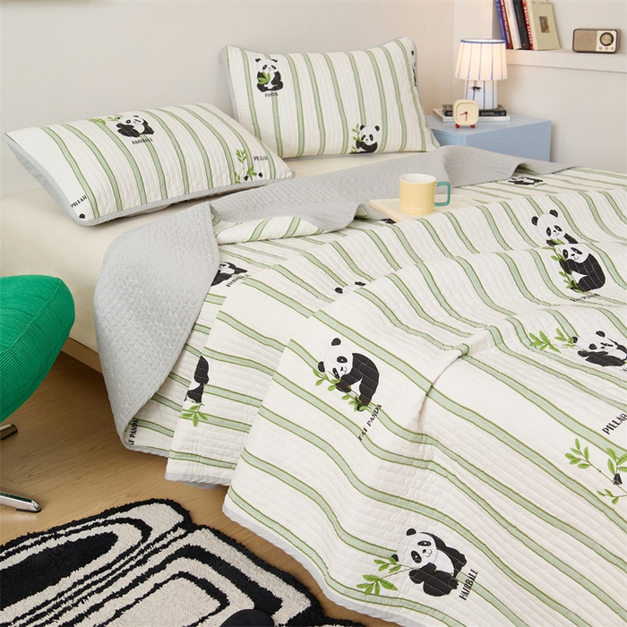 91家纺网 家纺一手货源 找家纺 美优兰 2025春款全棉单面高温砂洗床盖 顽皮熊