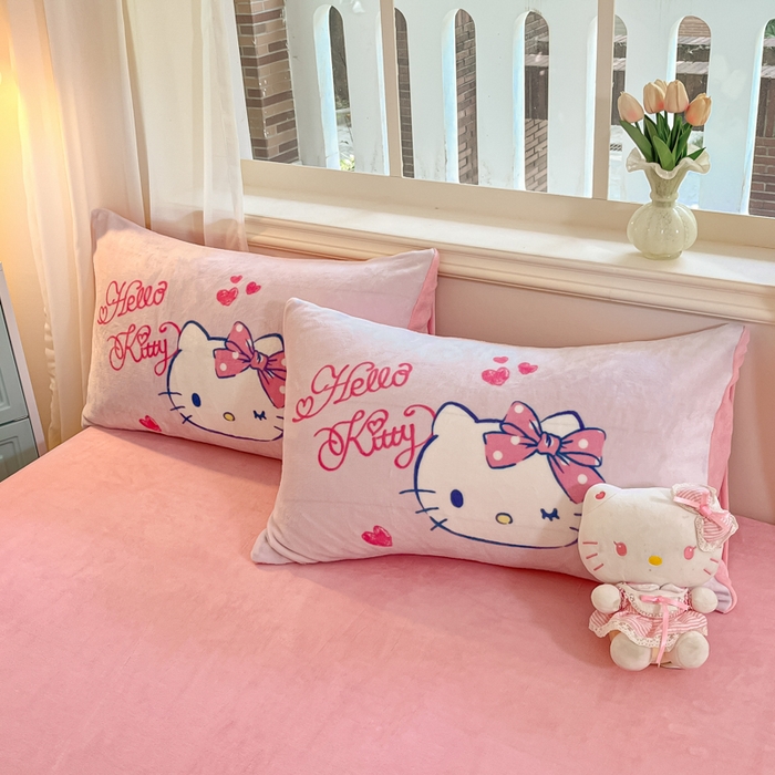 91家纺网 家纺一手货源 找家纺 （总）2024新品正版三丽鸥授权大版卡通平网数码印花加厚高克重牛奶绒系列四件套