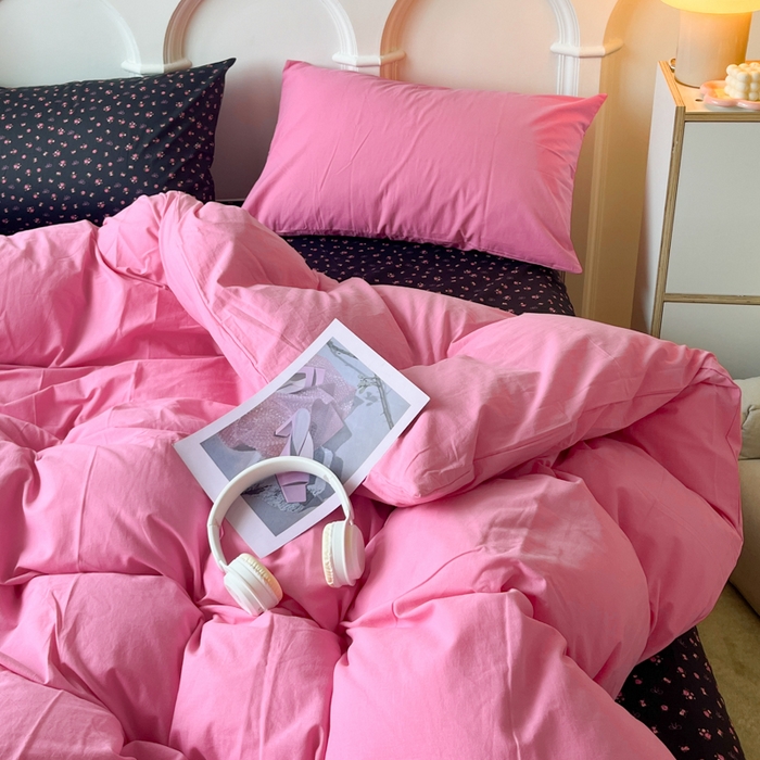 91家纺网 家纺一手货源 找家纺 （总）千朵 2024新款全棉水洗棉混搭双拼四件套