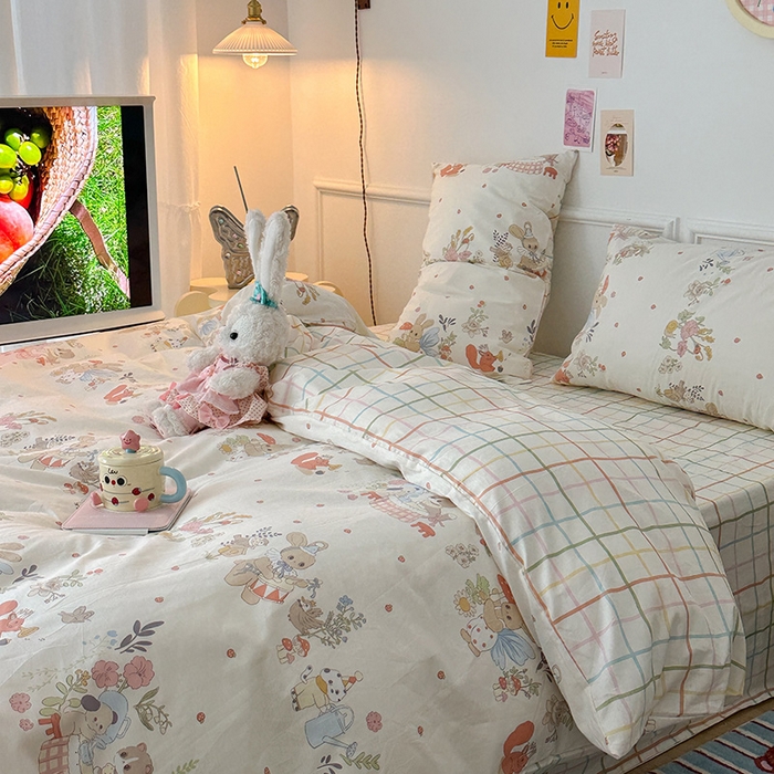 91家纺网 家纺一手货源 找家纺 昔可 2024新款13070全棉四件套系列（第三批） 小兔派对