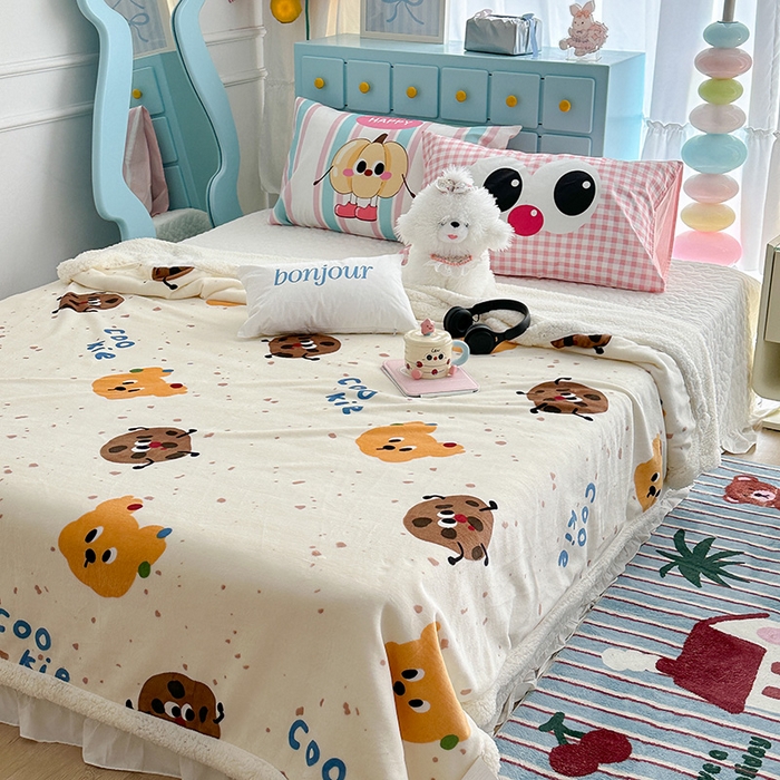 91家纺网 家纺一手货源 找家纺 昔可家纺 2024新款羊羔绒牛奶绒毛毯系列（三）-卡通系列 小熊曲奇