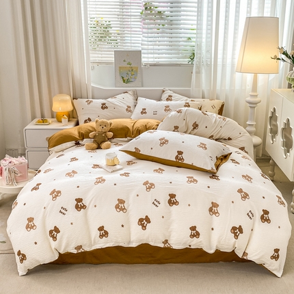 91家纺网 家纺一手货源 找家纺 （总）悦织湾家纺 2025新款轻奢北欧风小清新印花水洗棉四件套