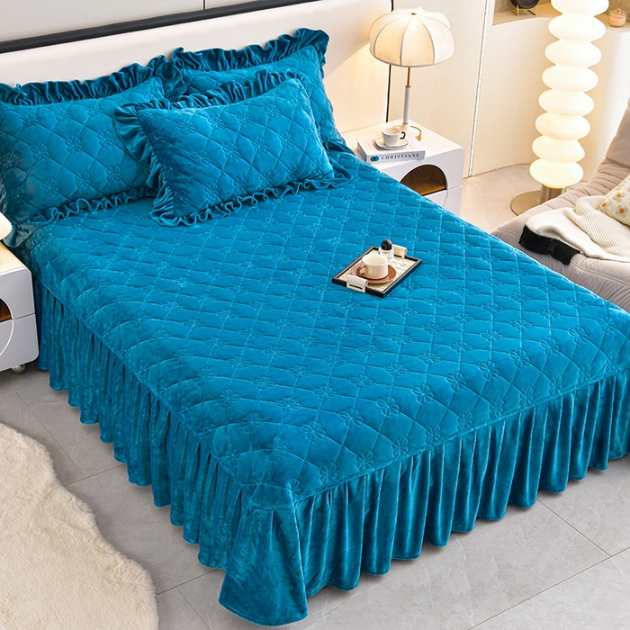 91家纺网 家纺一手货源 找家纺 馨梦缘 2025新款亲肤舒适纯色高克重牛奶绒单床盖 单床盖-蓝