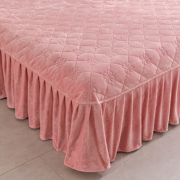 91家纺网 家纺一手货源 找家纺 馨梦缘 2025新款亲肤舒适纯色高克重牛奶绒单床盖 单床盖-粉