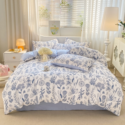91家纺网 家纺一手货源 找家纺 （总）悦织湾家纺 2025新款轻奢北欧风小清新印花水洗棉四件套