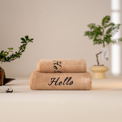 91家纺网 家纺一手货源 找家纺 （总）彩虹毛巾 外贸毛巾Hello珊瑚绒毛巾浴巾两件套跨境电商加厚吸水浴巾 shein temu 亚马逊