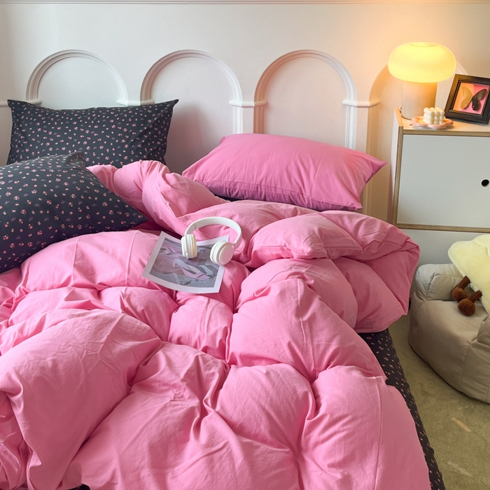 91家纺网 家纺一手货源 找家纺 （总）千朵 2024新款全棉水洗棉混搭双拼四件套