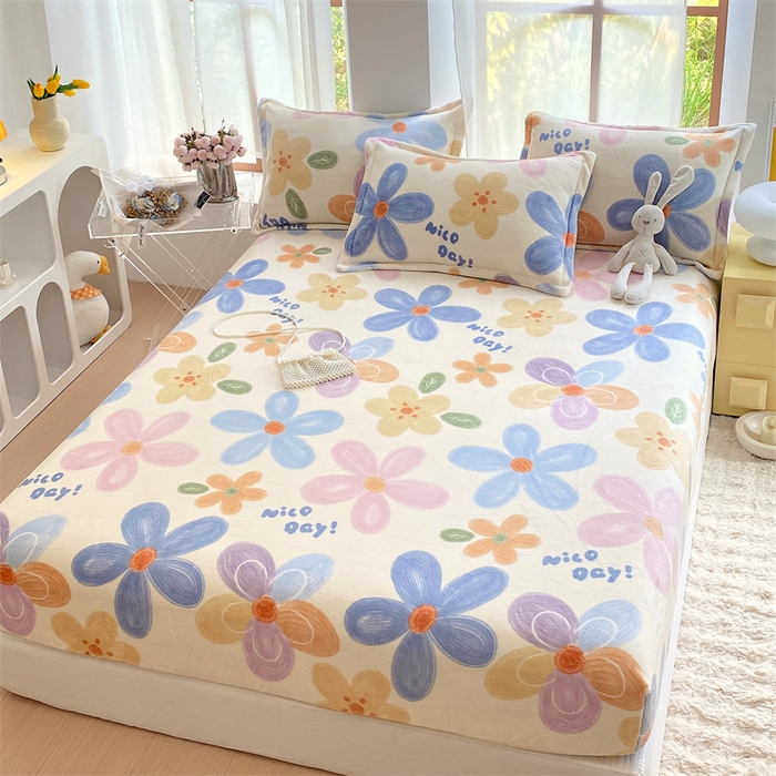 91家纺网 家纺一手货源 找家纺 凯儿家纺  2024新款加厚高克重印花系列单床笠 花香油彩