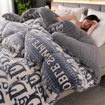 91家纺网 家纺一手货源 找家纺 南北家居 2024新款AB版雪花绒羊羔绒冬被被子被芯 D时代