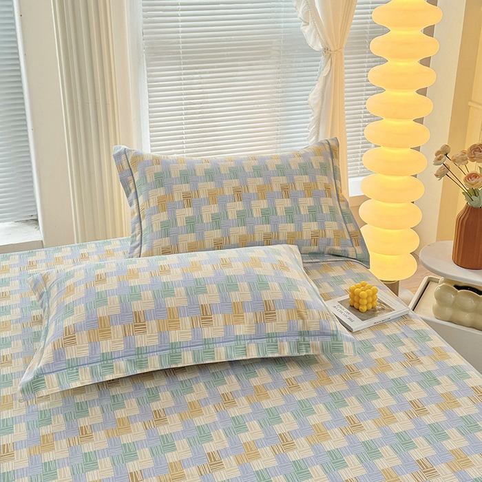 91家纺网 家纺一手货源 找家纺 优尚家纺 2025新款全棉磨毛纯棉喷气印花清新轻奢款四件套 清新款-林间织梦