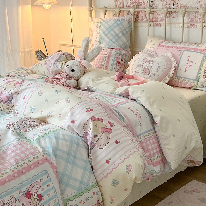 91家纺网 家纺一手货源 找家纺 昔可 2024新款13070全棉四件套系列（第三批） 饼饼小兔