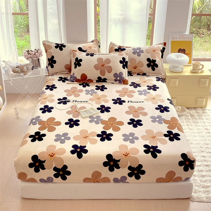 91家纺网 家纺一手货源 找家纺 凯儿家纺  2024新款加厚高克重印花系列单床笠 落樱缤纷