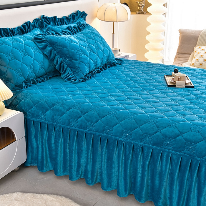 91家纺网 家纺一手货源 找家纺 馨梦缘 2025新款亲肤舒适纯色高克重牛奶绒单床盖 单床盖-蓝