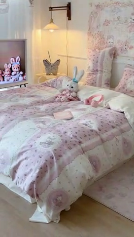 91家纺网 家纺一手货源 找家纺 昔可 2024新款13070全棉四件套系列（第三批） 梦游仙境兔