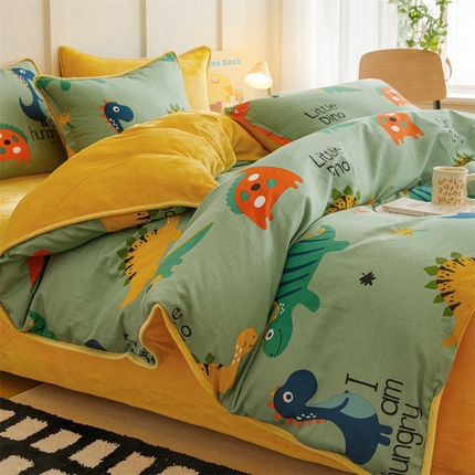 91家纺网 家纺一手货源 找家纺 (总）红粉佳人 2025新款棉加绒印花四件套