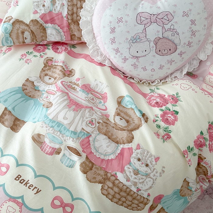 91家纺网 家纺一手货源 找家纺 昔可 2024新款13070全棉四件套系列（第三批） 熊熊茶话会