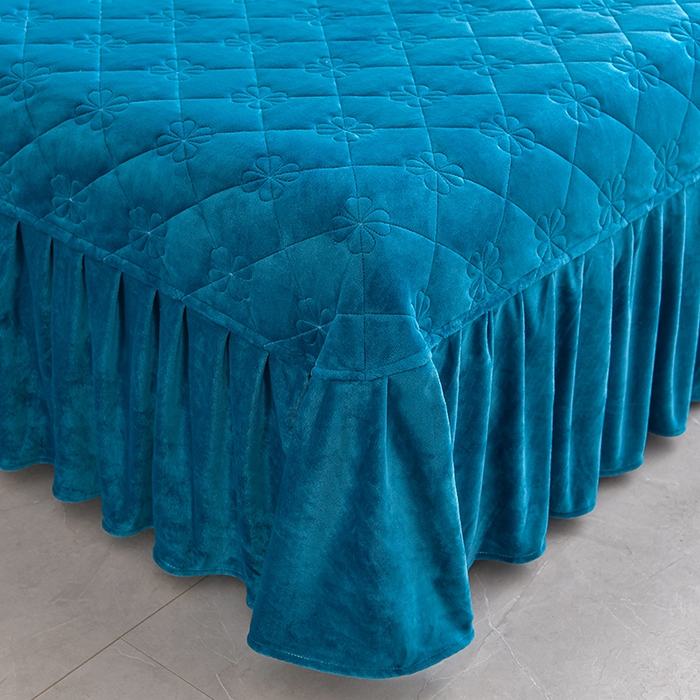 91家纺网 家纺一手货源 找家纺 馨梦缘 2025新款亲肤舒适纯色高克重牛奶绒单床盖 单床盖-蓝