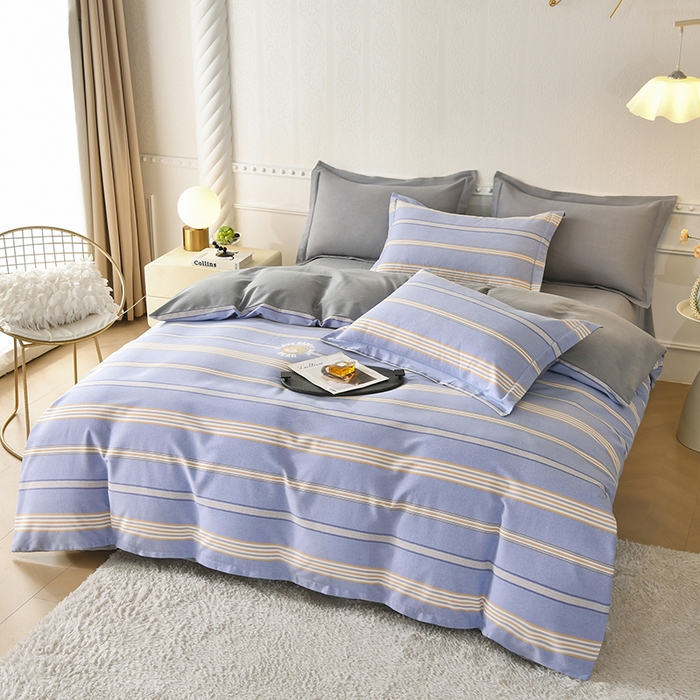 91家纺网 家纺一手货源 找家纺 优尚家纺 2025新款全棉磨毛纯棉喷气印花清新轻奢款四件套 轻奢款-星梦蓝语