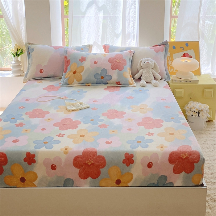 91家纺网 家纺一手货源 找家纺 凯儿家纺  2024新款加厚高克重印花系列单床笠 彩韵花香