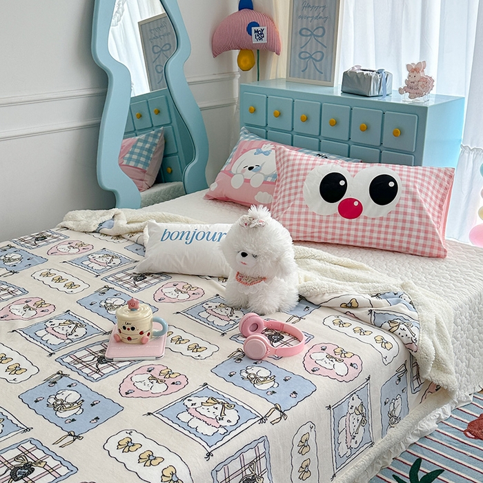 91家纺网 家纺一手货源 找家纺 昔可家纺 2024新款羊羔绒牛奶绒毛毯系列（三）-卡通系列 泡芙卷卷