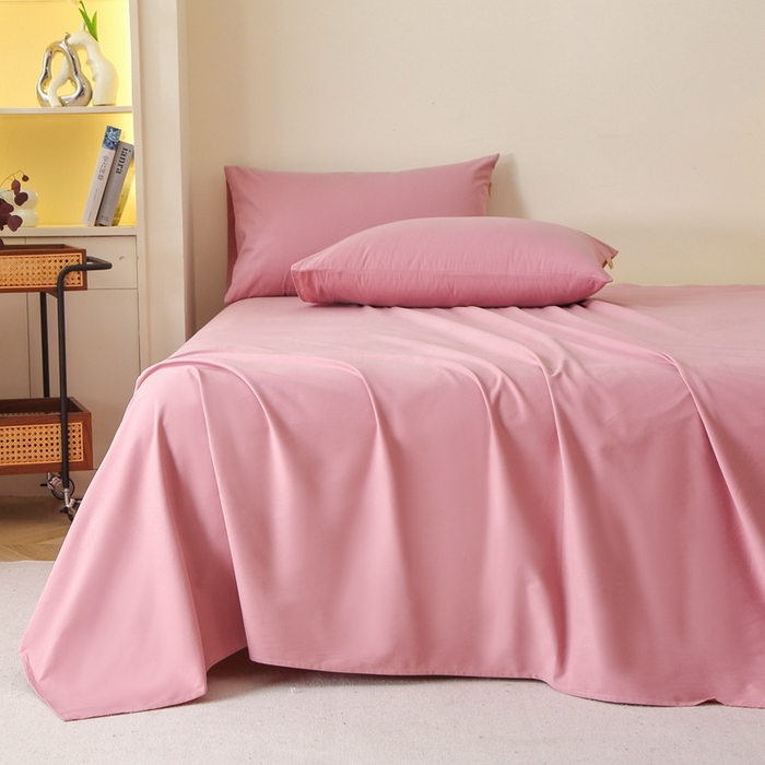 91家纺网 家纺一手货源 找家纺 晶缦家纺 2024新款全棉13376纯色喷气全棉磨毛单品床单 暖芸馨-山黎豆红