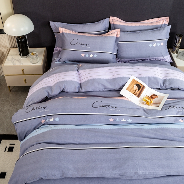 91家纺网 家纺一手货源 找家纺 威布斯 2025新款加厚纯棉全棉磨毛三件套四件套 波尔兰卡-灰