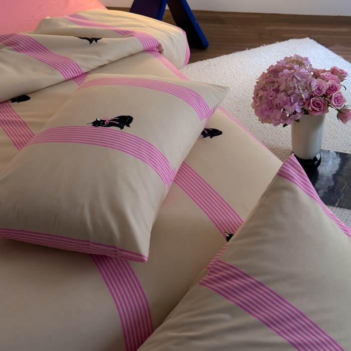 91家纺网 家纺一手货源 找家纺 怡家居 2024新款全棉磨毛印花四件套 桃气