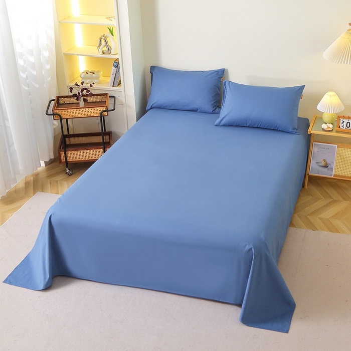 91家纺网 家纺一手货源 找家纺 晶缦家纺 2024新款全棉13376纯色喷气全棉磨毛单品床单 暖芸馨-靛青蓝