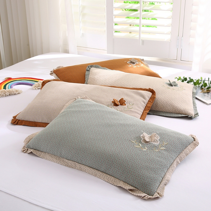 91家纺网 家纺一手货源 找家纺 （总）蔻眠 2024新款蝶梦-全棉立体刺绣甜荞麦护颈枕芯学生成人枕头