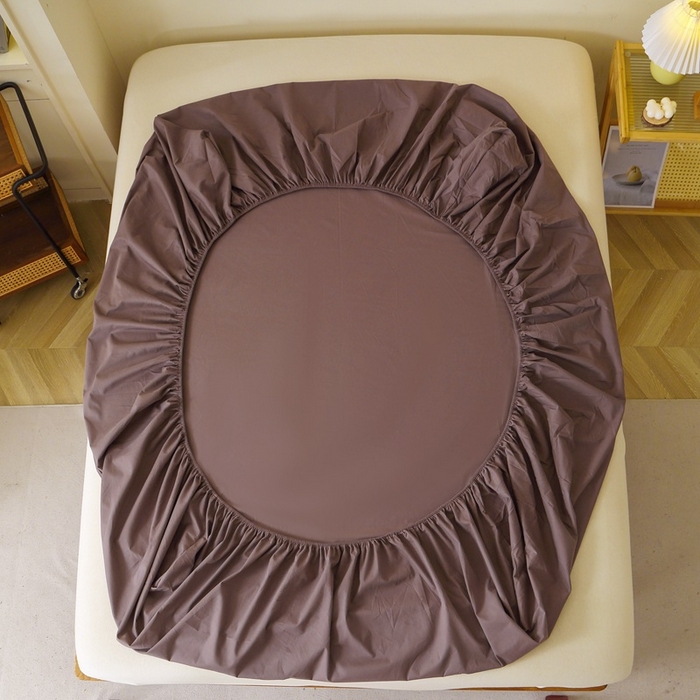 91家纺网 家纺一手货源 找家纺 晶缦家纺 2024新款全棉13376纯色喷气全棉磨毛单品床笠 暖芸馨-深松棕