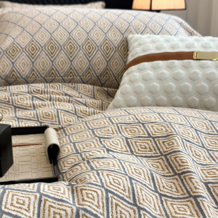 91家纺网 家纺一手货源 找家纺 怡家居 2024新款全棉磨毛印花四件套 摩纳哥