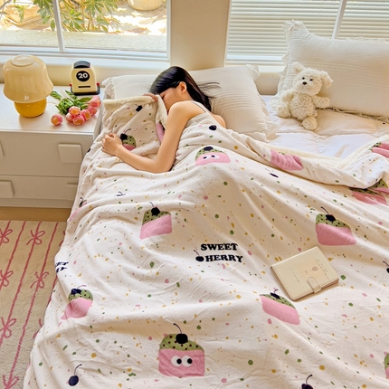 鑫喜莱家纺 2024新款牛奶绒羊羔绒盖毯毛毯毯子午睡毯 萌趣