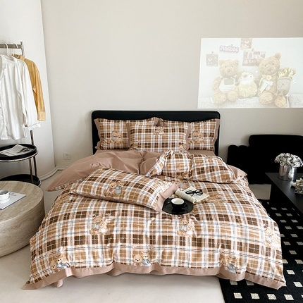 91家纺网 家纺一手货源 找家纺 （总）2025新款加厚100s全棉磨毛四件套-安琪拉小熊