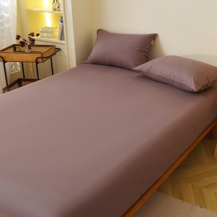 91家纺网 家纺一手货源 找家纺 晶缦家纺 2024新款全棉13376纯色喷气全棉磨毛单品床笠 暖芸馨-深松棕