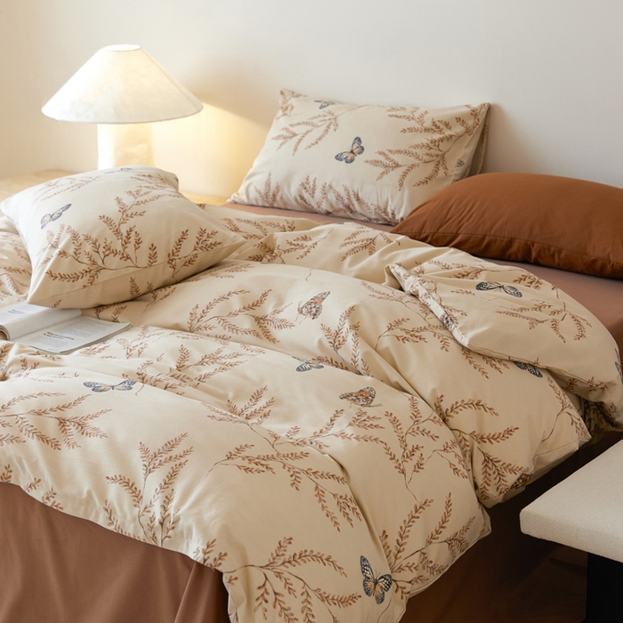 91家纺网 家纺一手货源 找家纺 怡家居 2024新款全棉磨毛印花四件套 沐梦