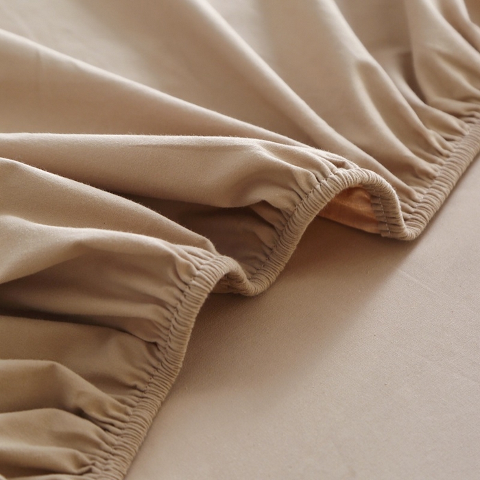 91家纺网 家纺一手货源 找家纺 晶缦家纺 2024新款全棉13376纯色喷气全棉磨毛单品床笠 暖芸馨-鹿角棕