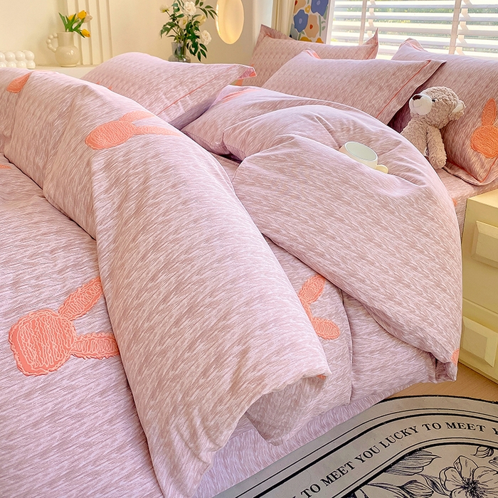 91家纺网 家纺一手货源 找家纺 威布斯 2025新款加厚纯棉全棉磨毛三件套四件套 兔斯基