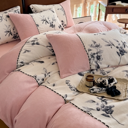 91家纺网 家纺一手货源 找家纺 （总）2024新款印花牛奶绒四件套韩版-朝花夕拾系列