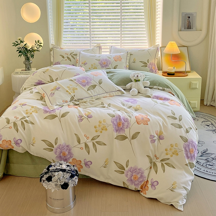 91家纺网 家纺一手货源 找家纺 威布斯 2025新款加厚纯棉全棉磨毛三件套四件套 秋天童话-黄