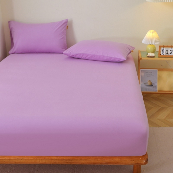 91家纺网 家纺一手货源 找家纺 晶缦家纺 2024新款全棉13376纯色喷气全棉磨毛单品床笠 暖芸馨-雾紫色