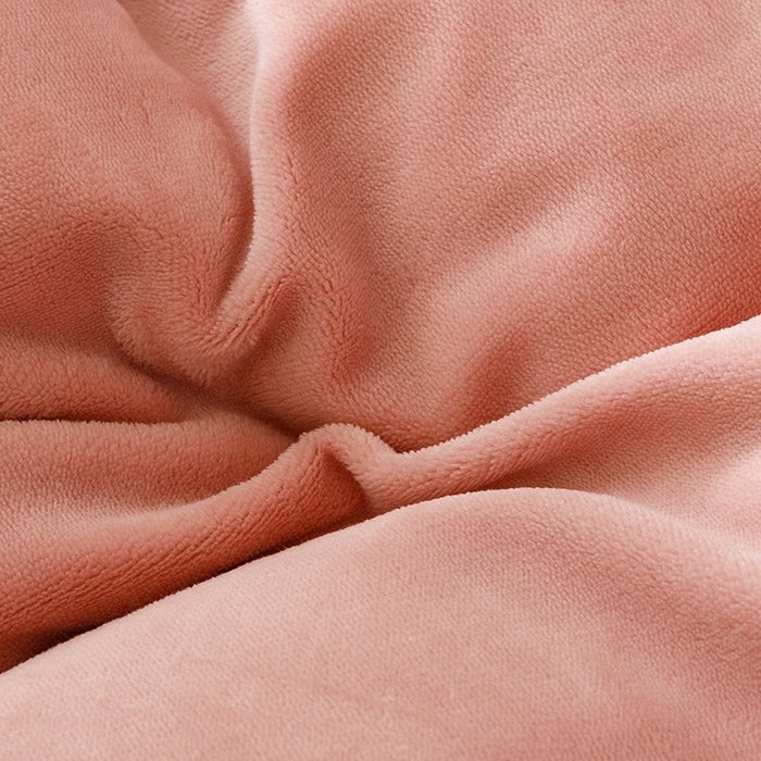 91家纺网 家纺一手货源 找家纺 蜜柚 2024新款纯色简约双拼高克重牛奶绒包边四件套 西瓜红+高级灰