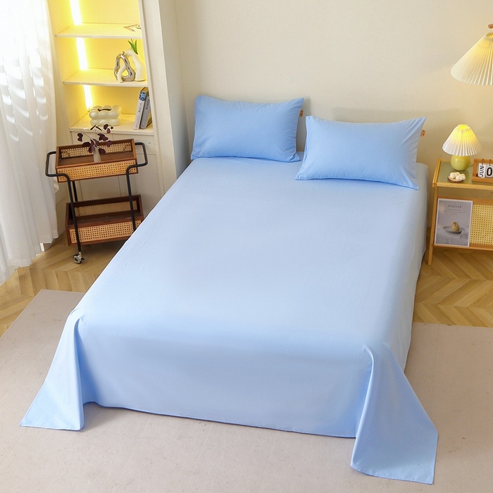 91家纺网 家纺一手货源 找家纺 晶缦家纺 2024新款全棉13376纯色喷气全棉磨毛单品床单 暖芸馨-淡天兰