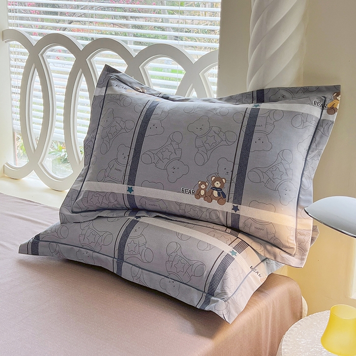 91家纺网 家纺一手货源 找家纺 威布斯 2025新款加厚纯棉全棉磨毛三件套四件套 绅士熊-灰