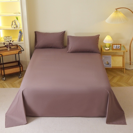 晶缦家纺 2024新款全棉13376纯色喷气全棉磨毛单品床单 暖芸馨-深松棕