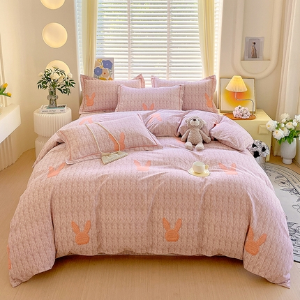 威布斯 2025新款加厚纯棉全棉磨毛三件套四件套 兔斯基