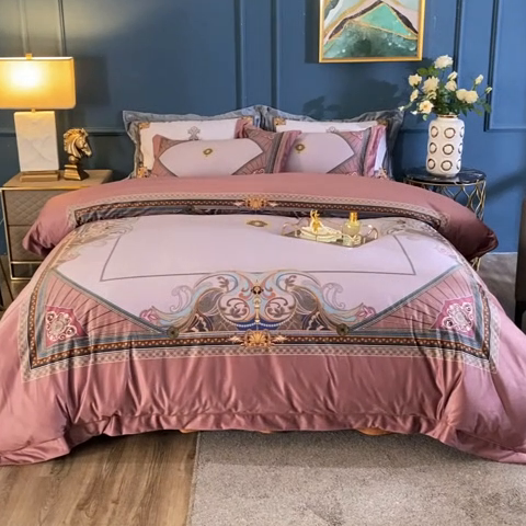 91家纺网 家纺一手货源 找家纺 梵克保罗 2024秋冬新款有氧臻棉绒数码印花9斤四件套（控价+100） 柏林-豆沙