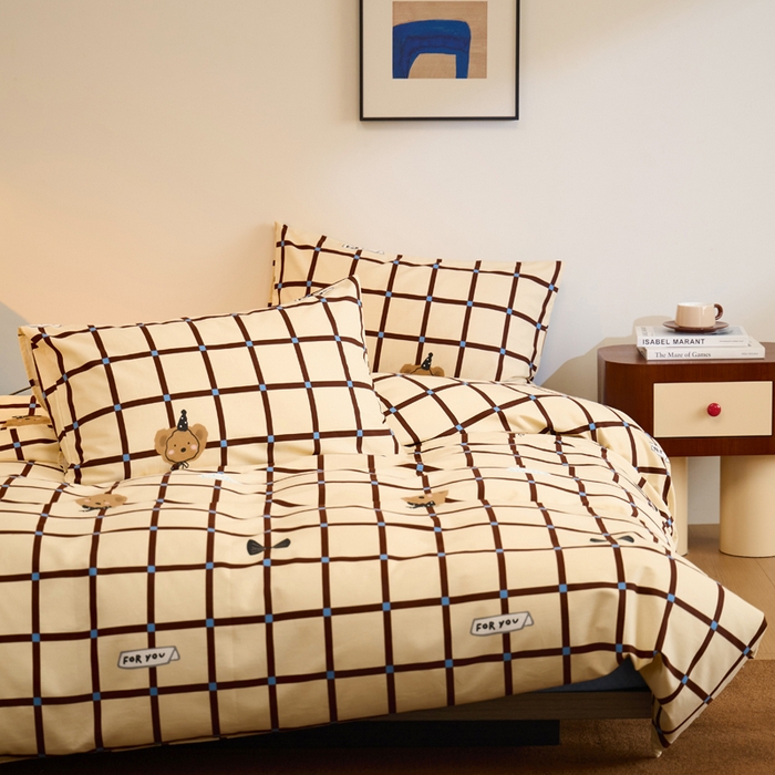 91家纺网 家纺一手货源 找家纺 怡家居 2024新款全棉磨毛印花四件套 云漫