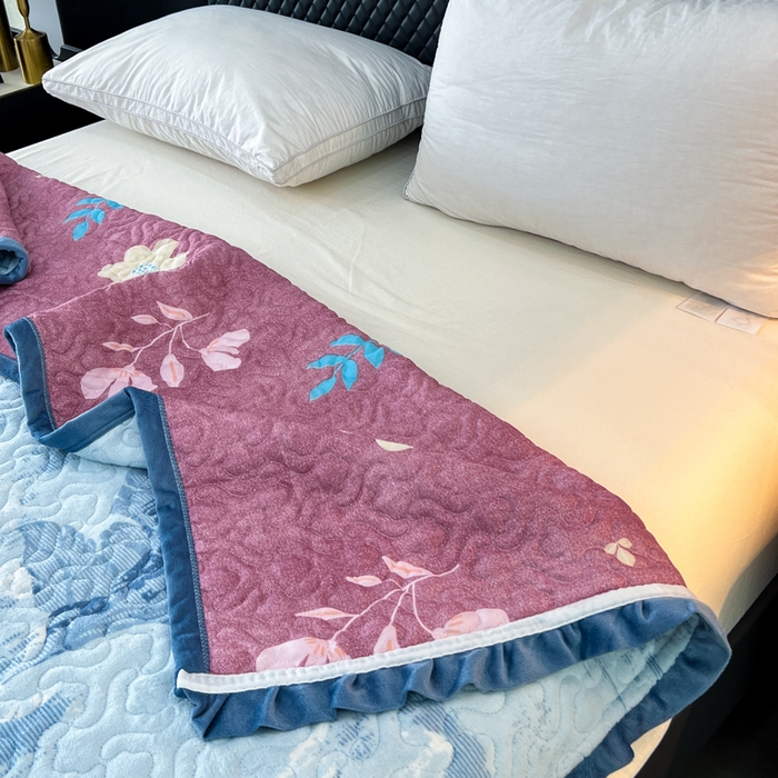 91家纺网 家纺一手货源 找家纺 有品 2025年牛奶绒花边5D跑量款夹棉床盖 国雅